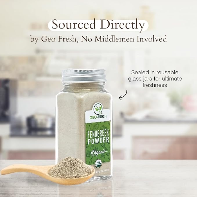 Geo-Fresh Fenugreek Powder Organic ??2.29 oz (65g) ??Organic Fenugreek Powder ??Ground Spices for