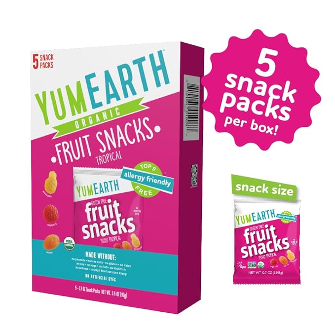 YumEarth Organic Assorted Tropical Flavor Fruit Snacks - Allergy Friendly (Top 9 Free), No