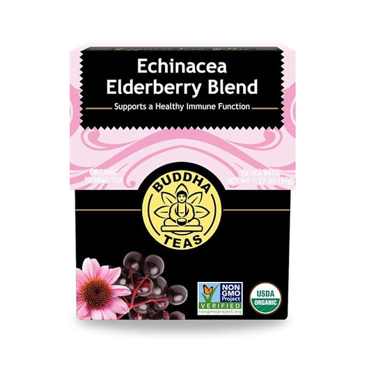 Buddha Teas - Organic Echinacea Elderberry Blend - Herbal Tea - For Health & Wellbeing - With
