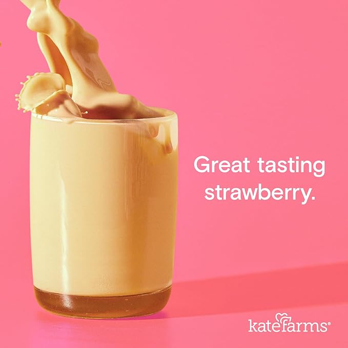Kate Farms Organic Nutrition Shake, Strawberry, 16g Protein, 27 Vitamins and Minerals, Meal