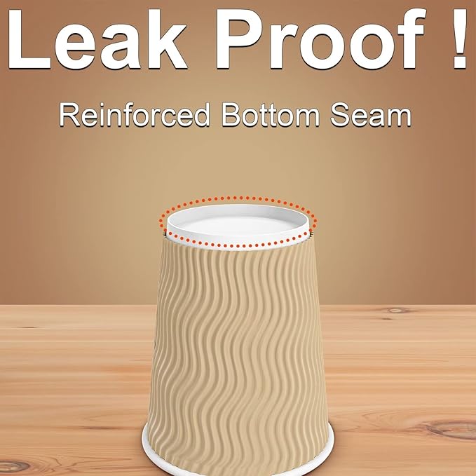 Hot Paper Cups_12 oz Disposable Insulated Corrugated Sleeve Ripple Wall Paper Cup 100 pcs,12oz Cups