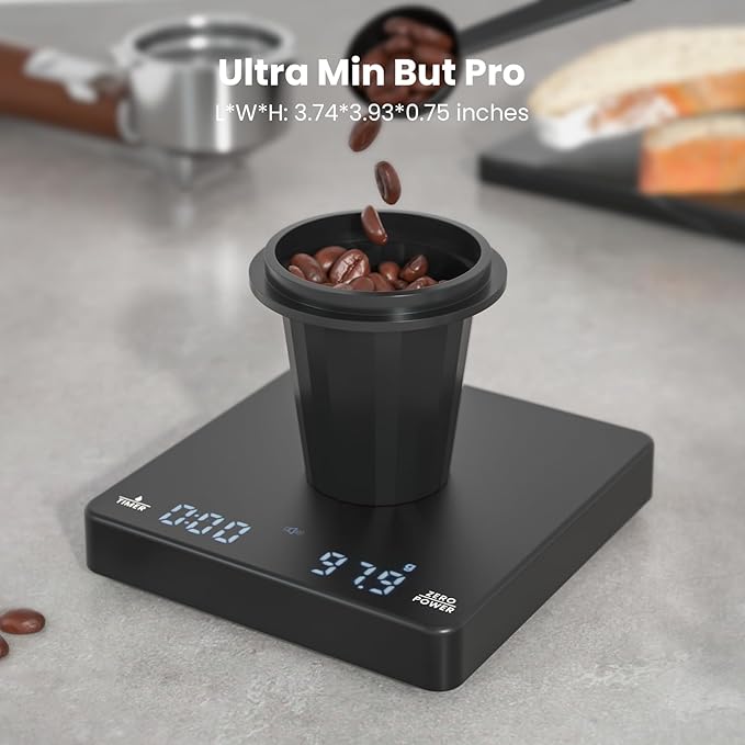 Mini Coffee Scale with Timer, Maestri House Rechargeable Espresso Scale, 2kg/0.1g Accurate Scale