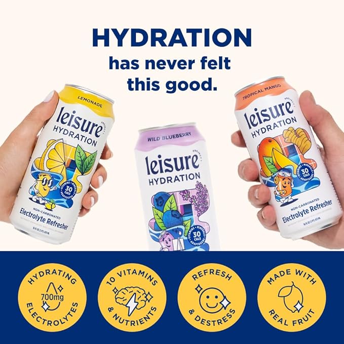 Leisure Hydration Non-Carbonated Electrolyte Refresher, Variety Pack - Low Sugar Nutrient Enhanced