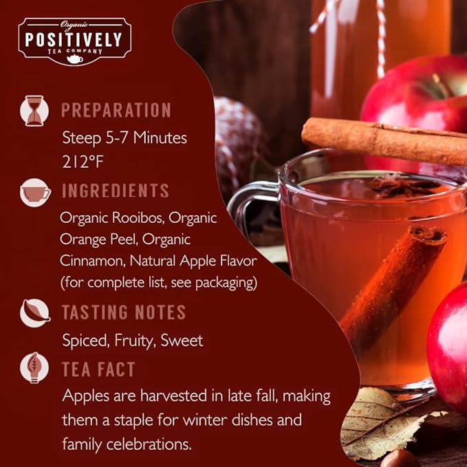 Organic Positively Tea Company, Winter Apple Cider Rooibos Tea, Loose Leaf, 4 Ounce