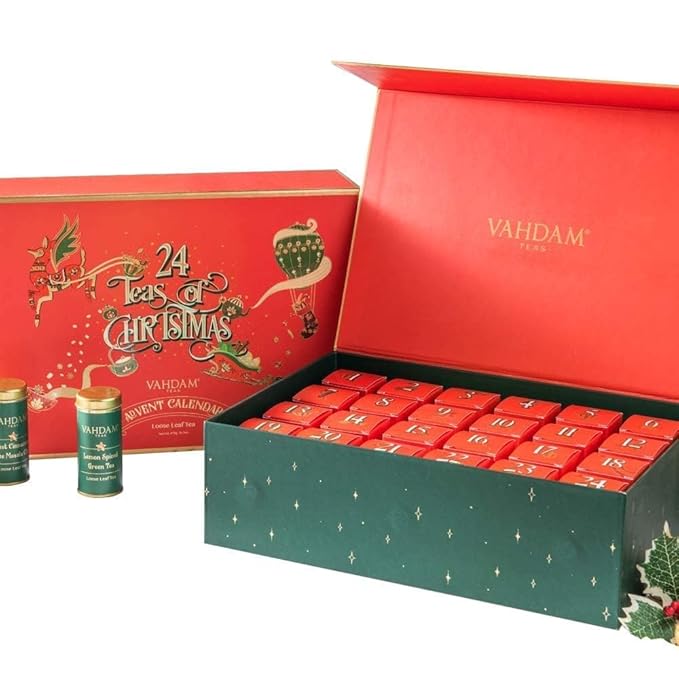 VAHDAM, Advent Calendar 2025 | 24 Unique Loose Leaf Tea - Exclusive Holiday Tea Gift Set |
