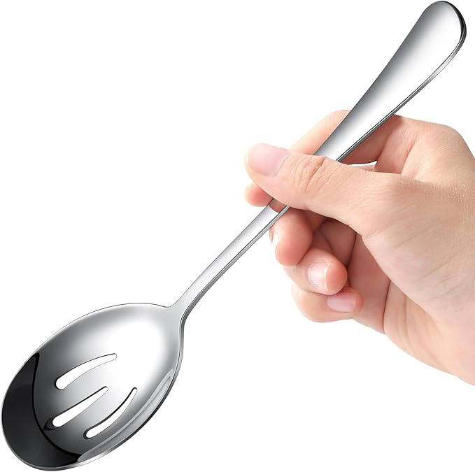 Serving Spoons 4 Pieces, Slotted Serving Spoon Large Cutlery for Catering Buffet, Mirror Polished
