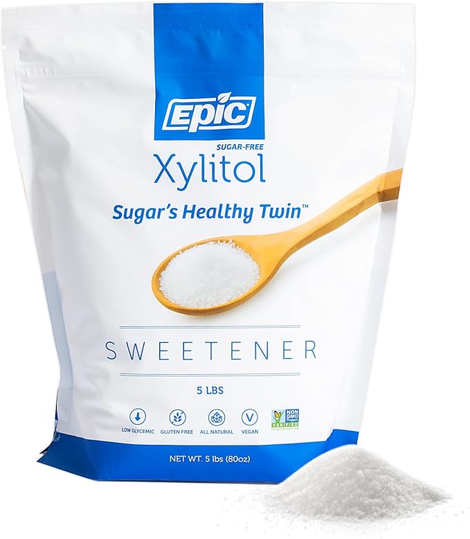 Epic 100% Xylitol Sweetener - 5 Pound Zipper Pouch of Xylitol Sugar Substitute for Baking & Cooking