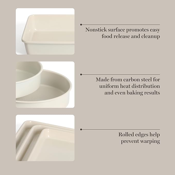 Martha Stewart Gallen 10 Piece Baking Pans Ceramic PFA Free Non Toxic Non Stick Bakeware Set