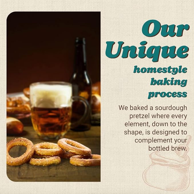 Unique Snacks Sourdough Craft Beer Pretzel Rings, Delicious Homestyle Baked Snack Bag, Vegan, OU