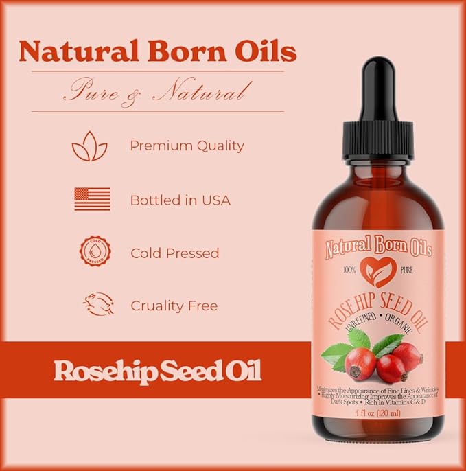 SALE! 4oz Rosehip Seed Oil, 100% Pure and Natural, Cold-Pressed, Unrefined, Organic Moisturizer for