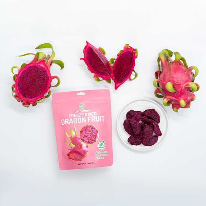 NOKKI FARM Freeze Dried Dragon Fruit - Healthy & Exotic Tropical Superfood Snacks, No Added Sugar
