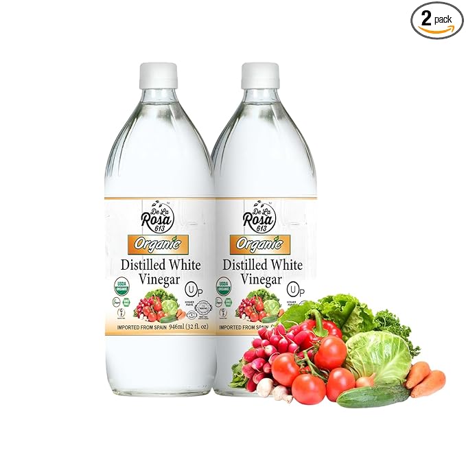 De La Rosa Organic Distilled White Vinegar, White Vinegar Raw & Unfiltered, Kosher for Passover