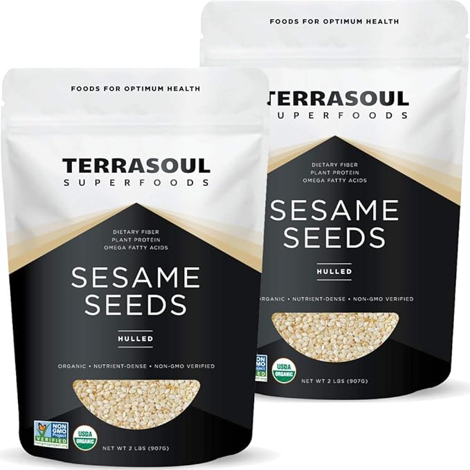 Terrasoul Superfoods Organic Hulled Sesame Seeds, 4 Lbs (2 Pack) - Perfect for Tahini | Gluten-free