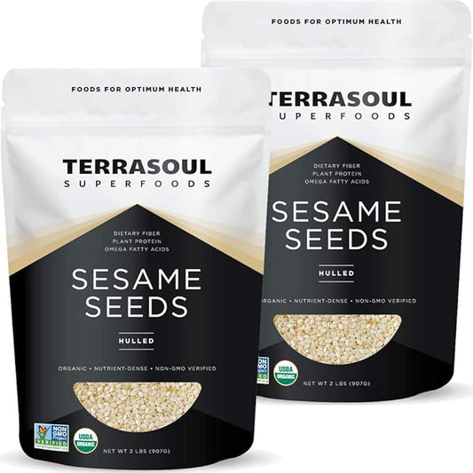 Terrasoul Superfoods Organic Hulled Sesame Seeds, 4 Lbs (2 Pack) - Perfect for Tahini | Gluten-free