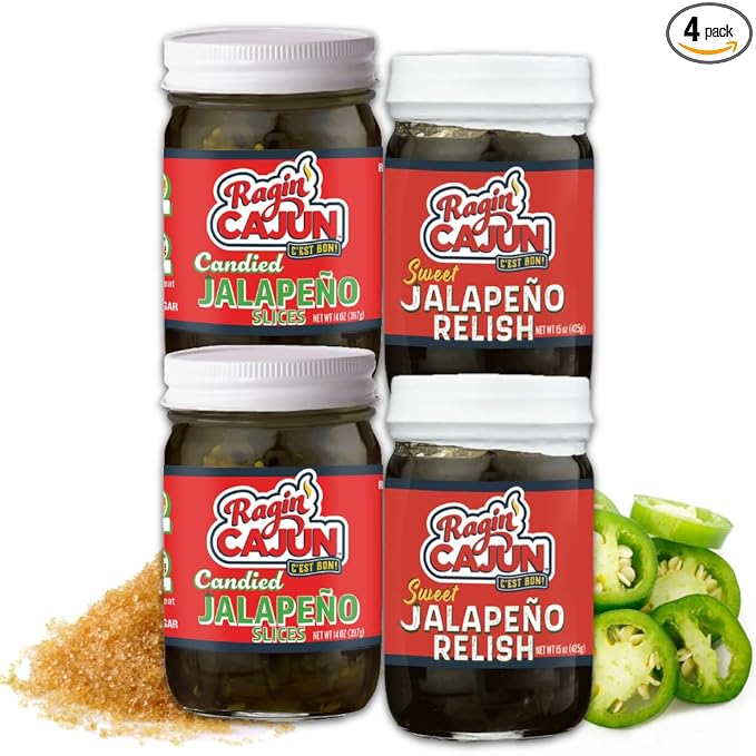 Jalapeño Variety Pack - Candied Jalapeño Slices 14 oz (2) + Sweet Jalapeño Relish 15 oz (2)