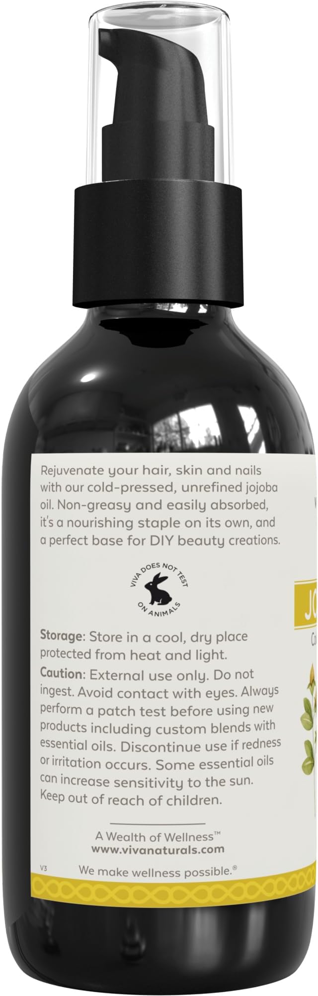 Viva Naturals Organic Jojoba Oil - Pure Cold-Pressed for Skin and Hair, USDA Certified Face