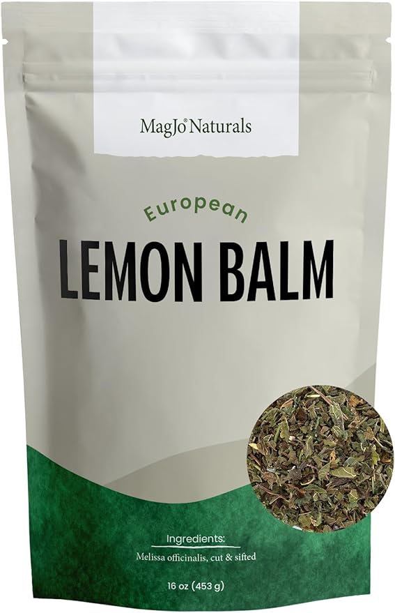 MagJo Naturals Lemon Balm Tea, Bulk Herbal Tea, Loose Leaf Melissa Officinalis, Caffeine Free, Cut