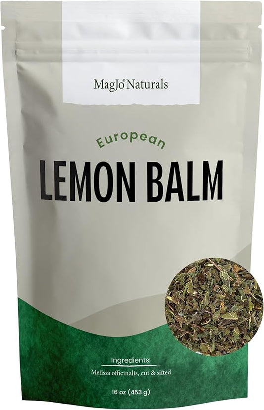 MagJo Naturals Lemon Balm Tea, Bulk Herbal Tea, Loose Leaf Melissa Officinalis, Caffeine Free, Cut