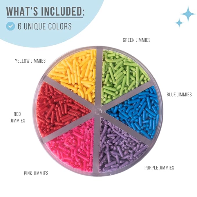 Sweets Indeed Sprinkles 6 Cell Edible Sprinkle Mix Jimmies Perfect for Cake Decorations Baking Ice