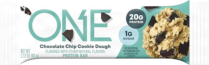 ONE Protein Bars, Chocolate Chip Cookie Dough, Gluten Free with 20g Protein and 1g Sugar, Pantry