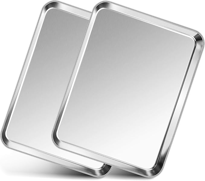P&P CHEF 12.5 Inch Baking Cookie Sheet, Oven Pan Tray Stainless Steel Sheet Pan for Kitchen, Oven