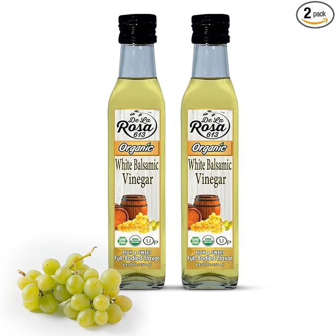 De La Rosa Organic White Balsamic Vinegar, Aged in Spanish Wood Barrels, Kosher for Passover, Vegan