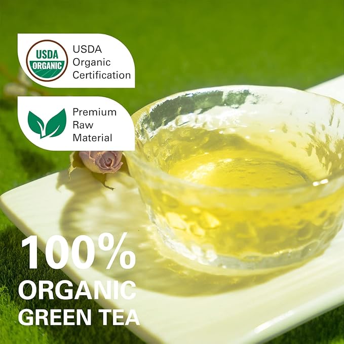 WT WEETEE Organic Green Tea Bags, Organic Pure Green Tea 200 Count, Super Antioxidant | Resealable