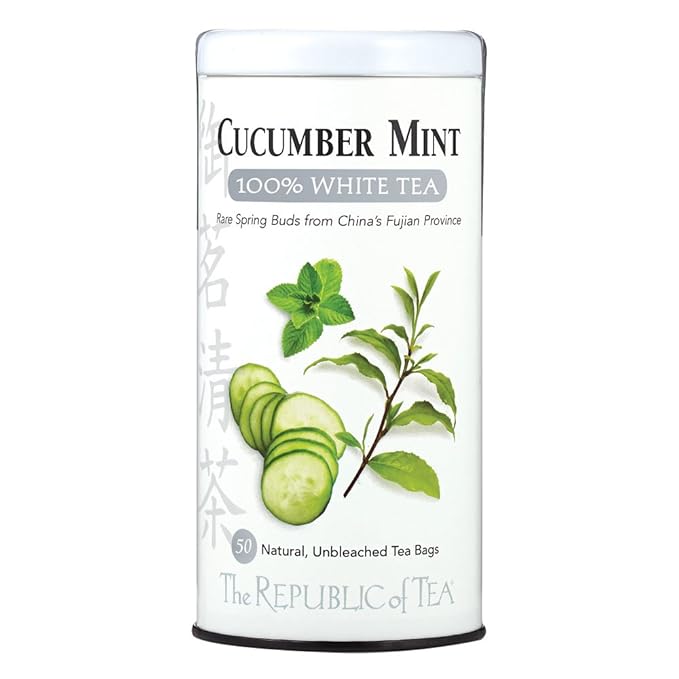 The Republic of Tea – Cucumber Mint 100% White Tea Bags, Steeps 50 Low-Caffeinated Cups