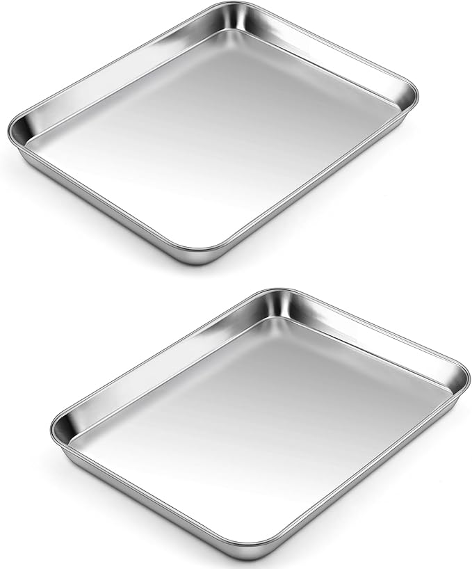 P&P CHEF 10.5 Inch Baking Cookie Sheet, Oven Pan Tray Stainless Steel Sheet Pan for Kitchen, Oven