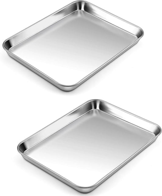 P&P CHEF 10.5 Inch Baking Cookie Sheet, Oven Pan Tray Stainless Steel Sheet Pan for Kitchen, Oven