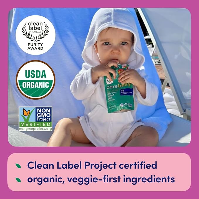 Cerebelly Organic Baby Food Pouches ??Dairy Free Smoothies for Toddlers | No Added Sugar, Fiber