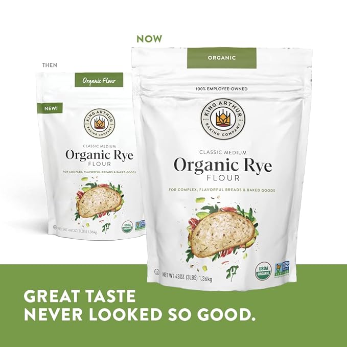 King Arthur Baking Organic Medium Rye Flour - 3 lbs for Complex Flavorful Breads & Baked Goods