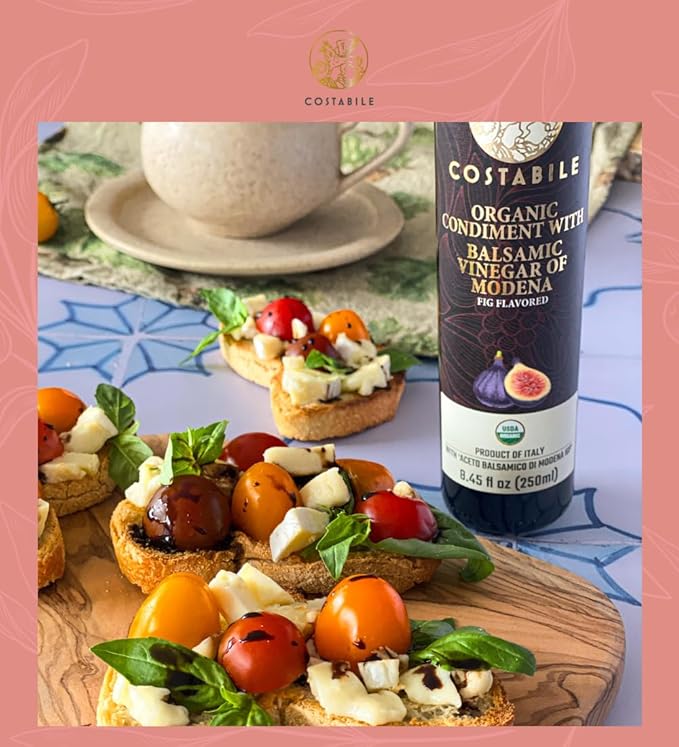 Fig Flavored Balsamic Vinegar Organic of Modena, Aged Made in Italy, Natural Blend, Thick Texture