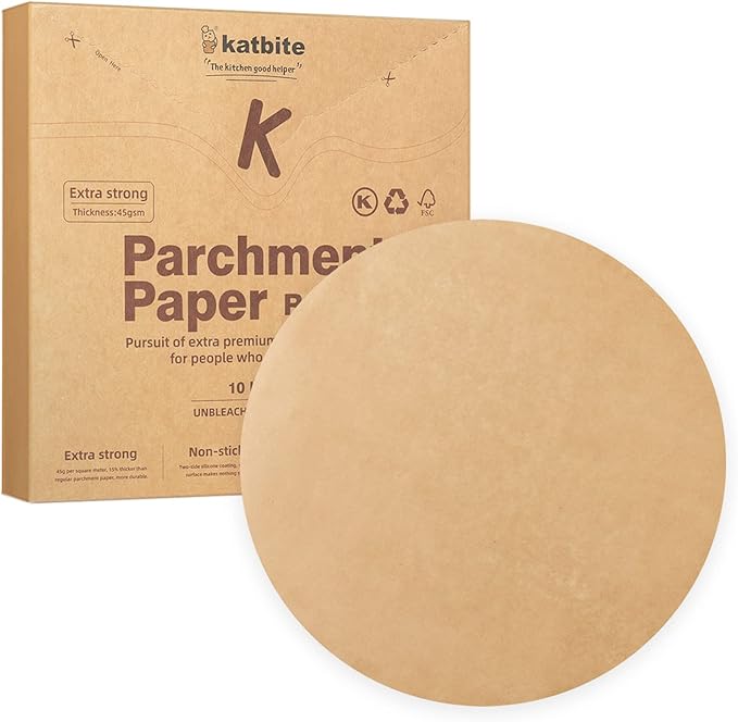 Katbite 200Pcs 10 Inch Parchment Paper Rounds, Unbleached & Non-stick, Precut Parchment Circles for