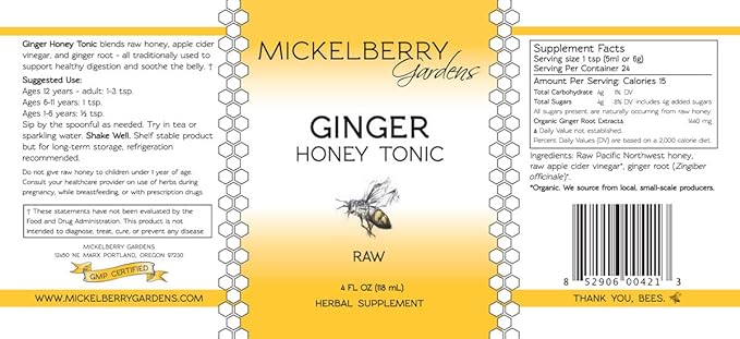 Mickelberry Gardens Immune Support Ginger Honey Tonic ??Organic Ginger Shots & Syrup for Immunity