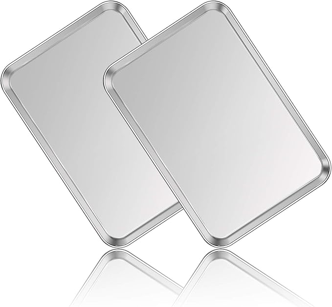 Stainless Steel Baking Sheet Set of 2, Deedro Cookie Sheet Metal Baking Pan Oven Tray, Non Toxic &