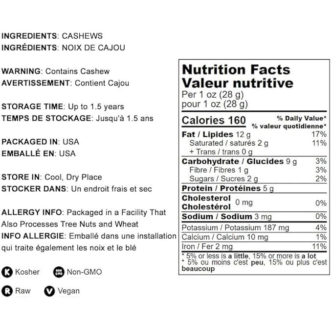 Food to Live Raw Cashews, 16 Pounds ??Non-GMO Verified, Deluxe Whole Nuts, Unsalted, Unroasted