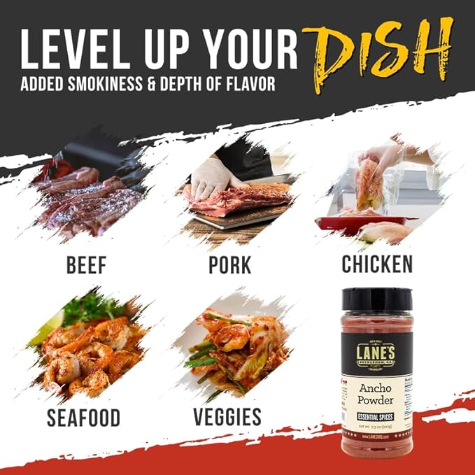 Lane's Ancho Chile Powder, All-Natural Ancho Chili Powder Spice with Sweet & Smoky Flavor, Ideal