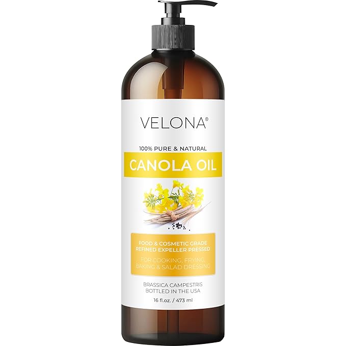 velona Canola Seed Oil 16 fl oz | 100% Pure and Natural Carrier Oil | Refined, Expeller pressed |