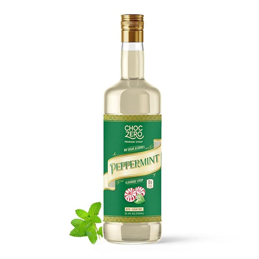 ChocZero Sugar Free Peppermint Syrup for Coffee - Keto Flavoring Syrups - Low Calorie Simple Syrup