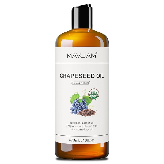 Organic Grapeseed Oil for Skin & Hair 16 oz, USDA Certified 100% Pure & Natural Grape Seed Oils