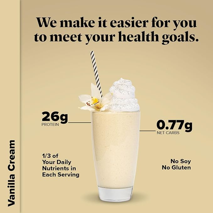 Keto Chow Vanilla Cream - Keto Meal Replacement Shake Powder - Nutritionally Complete - Low Carb