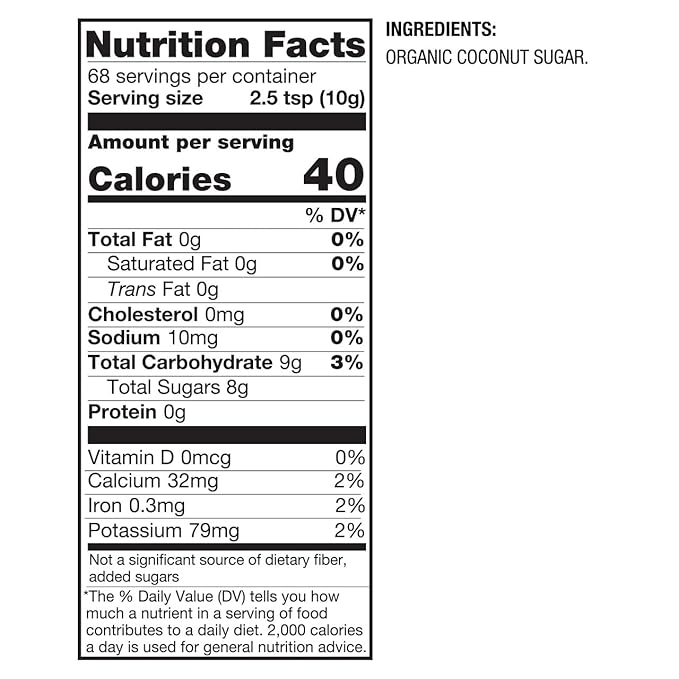 BetterBody Foods Organic Coconut Sugar, Gluten-Free, Non-GMO, Low Glycemic Sugar Substitute, 1.5