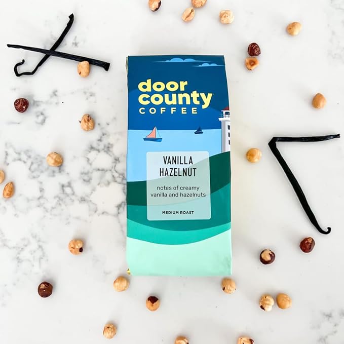 Door County Coffee Vanilla Hazelnut Flavored Ground - 10 oz Bag - Flavored Ground Medium Roast