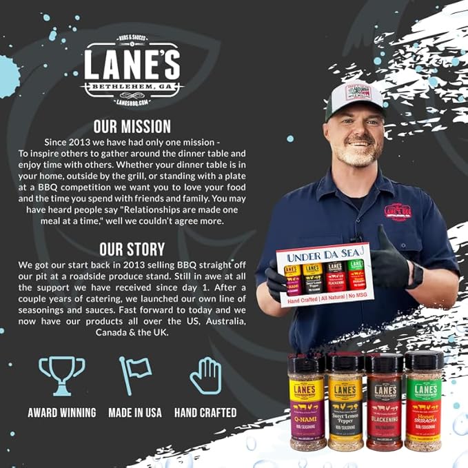 Lane's Under Da Sea Gift Set, All-Natural 4 Rubs Gift Set of Blackened Seasoning, Honey Sriracha