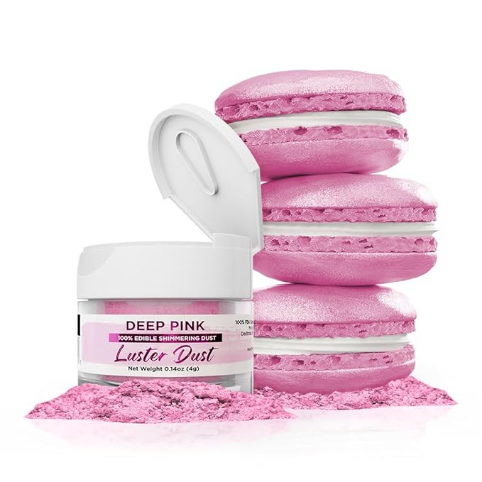 Luster Dust - Deep Pink (4g 1x Jar) | Edible Vegan Dust & Paint for Cake Decorating, Ice Cream