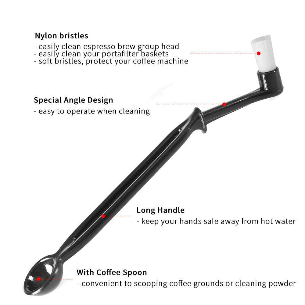 Espresso Machine Cleaning Brush Set - CAFEMASY 5 Pieces Coffee Cleaning Brush Natural Bristles