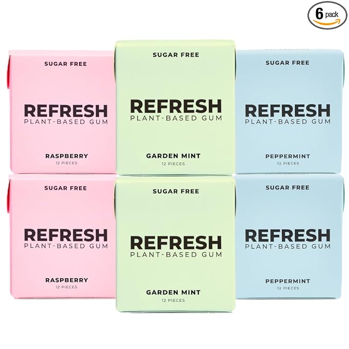 Refresh Gum, Xylitol, Natural, Sugar Free, Long Lasting, Plastic Free, Natural Flavors & Organic