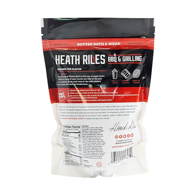 Heath Riles BBQ Butter Bath and Wrap, Champion Pitmaster Recipe, Award Winning Technique, Bag 16 oz.