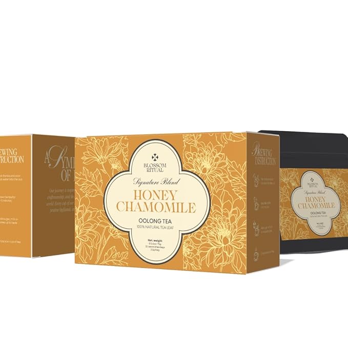 BLOSSOM RITUAL Honey Chamomile – Floral Oolong Tea Loose Leaf – 20 Natural Based Pyramid Bags